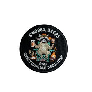 Smores Beers And Questionable Decisions Patch 3x3 InchesFunny Camping Velcro